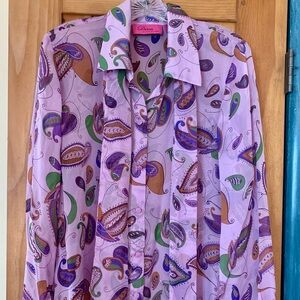 Diva by Dana Buchman Sheer 100% silk blouse with detachable tie/bow  size L